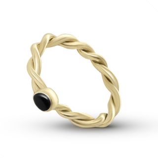 Dva propletené prameny – jako dvě duše, které se spojily v jeden příběh. Zásnubní prsten z 14k zlata s černým onyxem,...